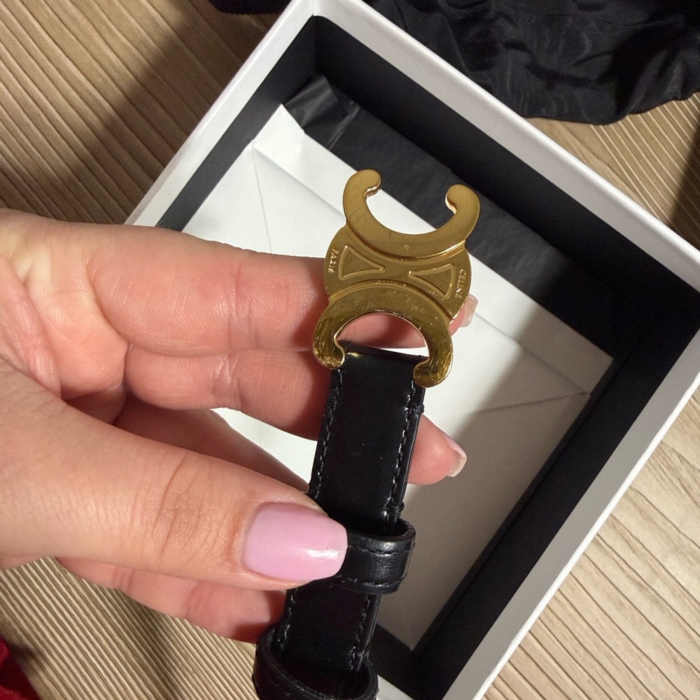 Celine Black Leather Shoulder Bag with Gold Accents - Picture 3 of 4